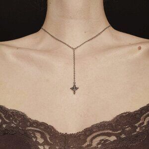 Gothic silver rosary necklace with a star pendant